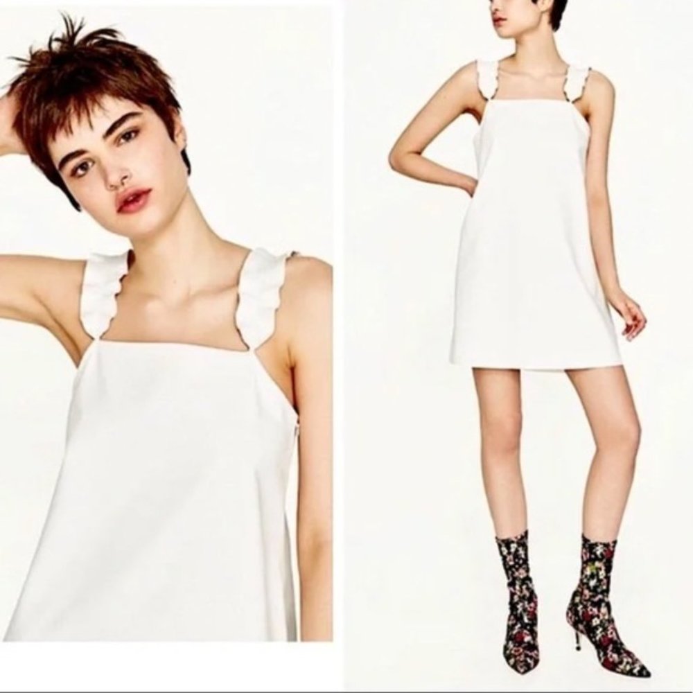 Zara Overall Mini Dress Faux Leather